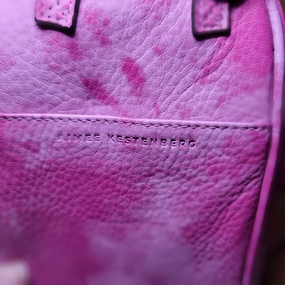 Pink Tye Dye 100% Leather Purse Bag - Picture 3 of 4